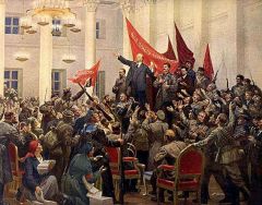 В.И.Ленин объявляет о победе революции