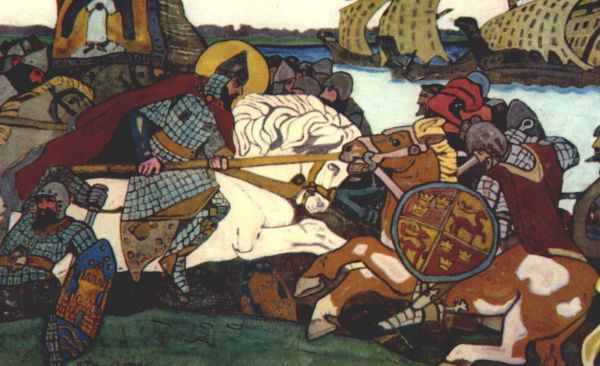"Александр Невский побеждает ярла Биргера", 1904 Николай Рерих