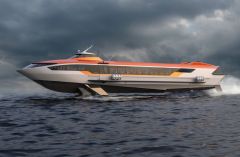 Эскиз скоростного судна «Метеор-120Р». Источник: Центральное конструкторское бюро по судам на подводных крыльях имени Алексеева.
